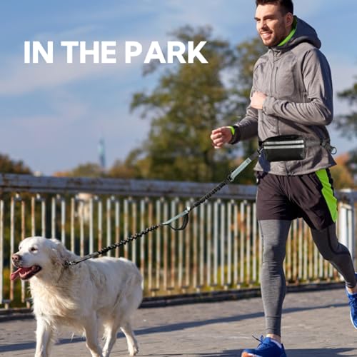 Hands Free Dog Leash with Pouch (Black/Olive Green)