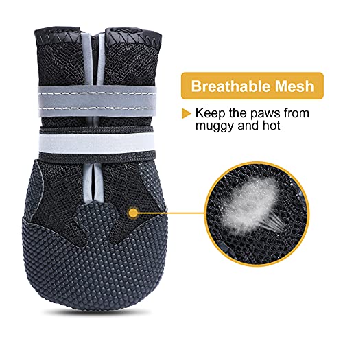 Breathable Dog Boots for Medium Large Dogs (Black / XXL (Insole Width 3.2")for 94~100lb)