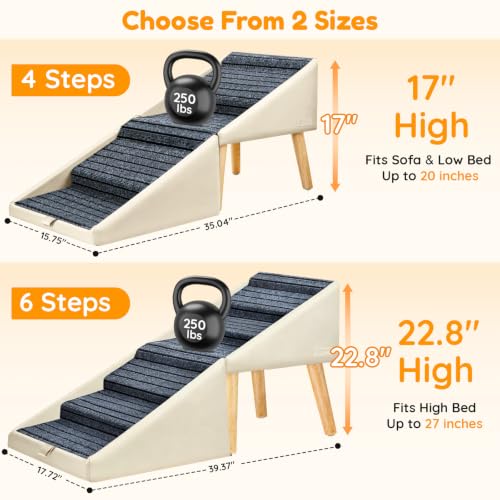 17" H Dog Stairs for Small Dogs (Beige / 17" H)
