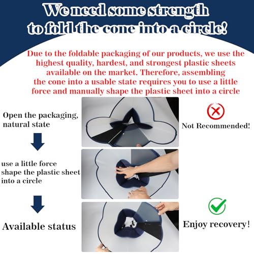 Hard & Heavy Plastic Dog Cone Collar Alternative for Lab Golden GSD (Navy Blue / L(Neck Girth:13.78"-17.9"))