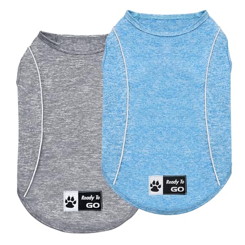 2Pack Reflective Dog Shirt (Medium (7-13lbs) / 6# 2Pack (Grey+Blue))