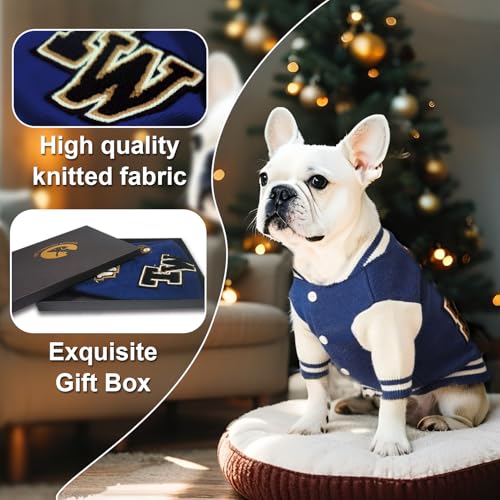 Dog Varsity Sweaters for Small Dogs (Blue / Small(3-6lbs))