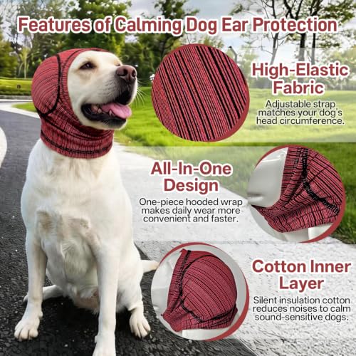 Dog Ear Muffs Noise Protection (Rosered / X-Large)