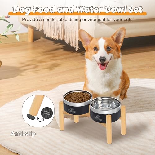 27oz Elevated Stainless Steel Dog Bowls Non (Black)