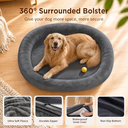 Waterproof Orthopedic Dog Bed for Medium Dogs (Dark Grey / 35"L x 25"W x 7"Th)