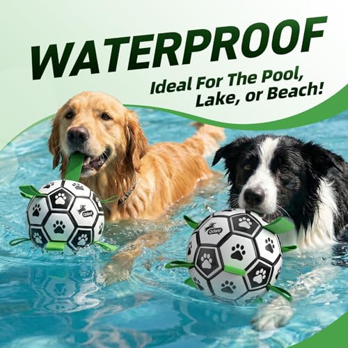 2 PCS Dog Toys Soccer Ball Set with Straps (Soccer Set / 2 Pack (6 & 8 Inch))