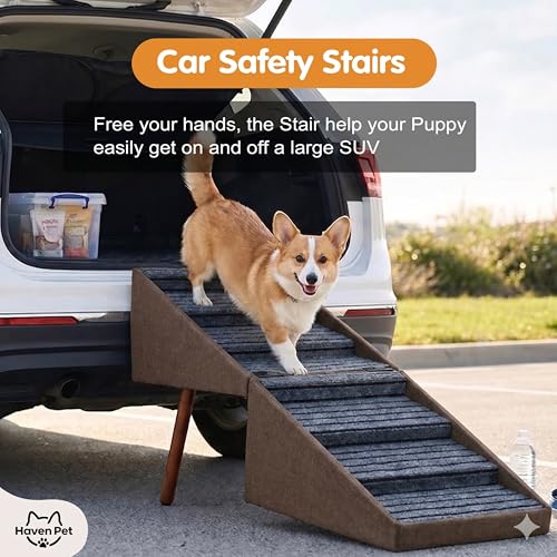 Wood Foldable Ottoman Dog Stairs (21.6"H Coffee)