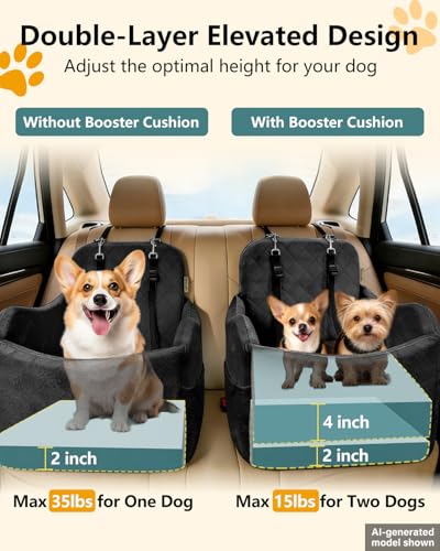 Dog Car Seats for Small Dogs Up to 35 lbs (Black)