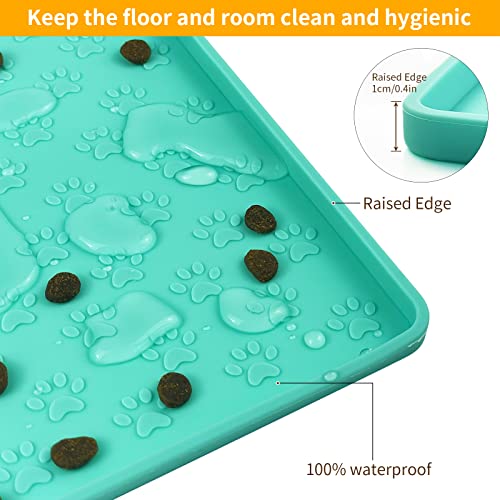 2 Pack Pet Placemat for Dog and Cat (11.8"L x 11.8"W - 2 Pack / Green)