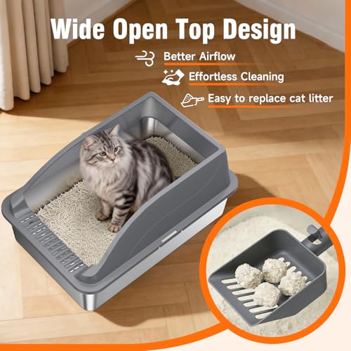 2PACK XL Stainless Steel Litter Box (Dark Grey 2PACK XL)
