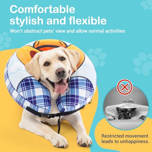 Inflatable Cowboy Dog Cone Collar (M+(Neck 13"-14.9"))
