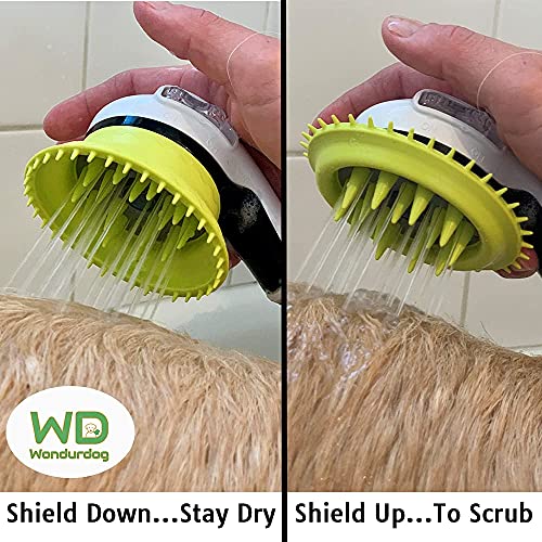 White Handheld Shower Head with Dog Brush and Splash Shield