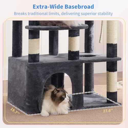 Cat Tree, 71-Inch Tall Cat Tower for Large Maine Coon Cats HCT037G (Smoky Gray / XL)