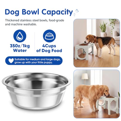 Elevated Dog Bowls Large Breed Raised Dogs Bowl Stand Large (B-White)