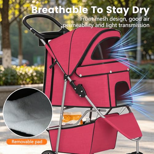 3 Wheel Pet Stroller (Red)