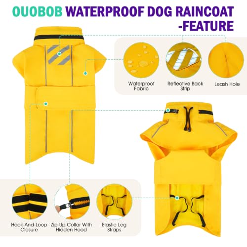 Dog Raincoat Waterproof Dog Rain Jacket with Hood Yellow 3XL (Yellow / XXX-Large)