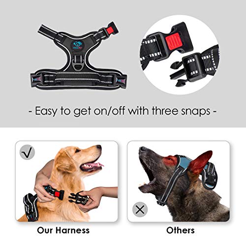 No Pull Dog Harnesses for Small Dogs Reflective Adjustable (Extra Small / Black)