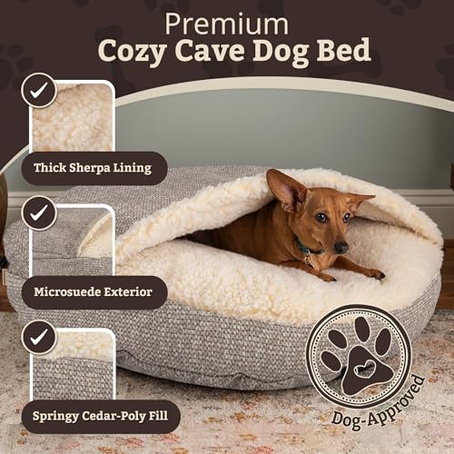 Cozy Cave Dog Bed (45.0"L x 45.0"W x 8.0"Th / Merlin Linen)