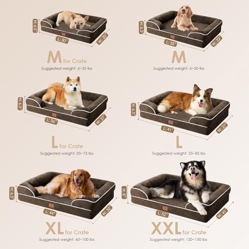 Orthopedic Dog Bed Medium Size Dog (Brown / 30.0"l X 20.0"w X 6.5"th)