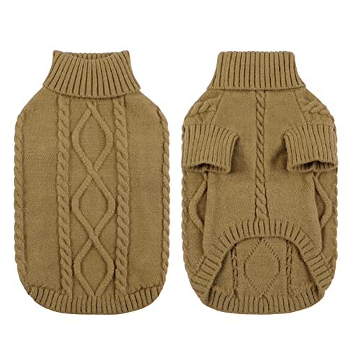 Small Dog Sweater for Small Dogs Boy (X-Small / Light Brown)
