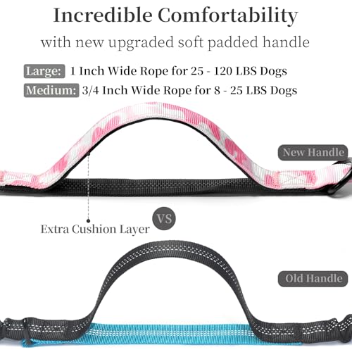 Hands Free Dog Leash with Zipper Pouch (white-pink mix / Large)