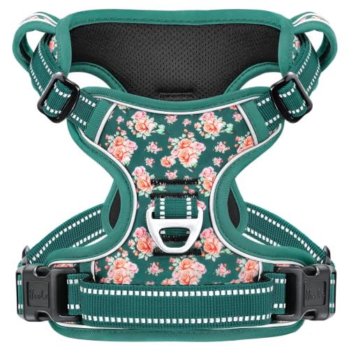 Dog Harness Reflective (S / Flower Grass Green)