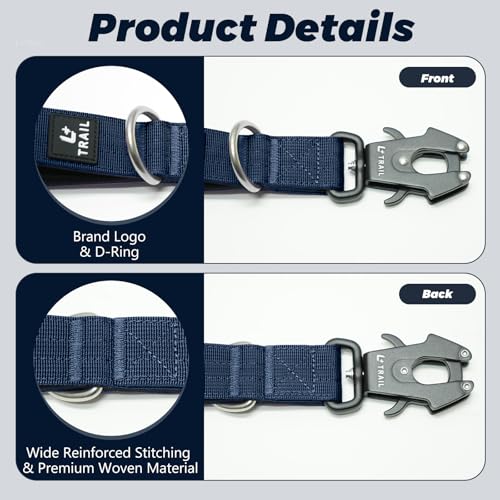 14 Inch Traffic Dog Leash with Padded Handle (Navy Blue)