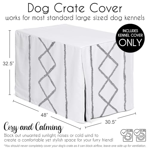 48in. Large Dog Crate Cover (Grey Fringe / 48.0"L x 30.5"W x 32.5"H)