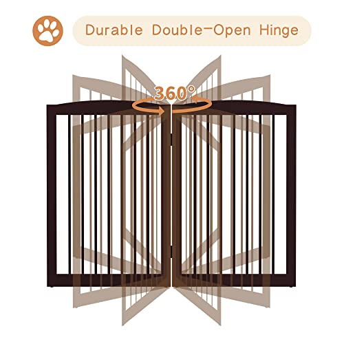 Freestanding Pet Gate for Dogs (32" Height-3 Panel / Dark Brown)