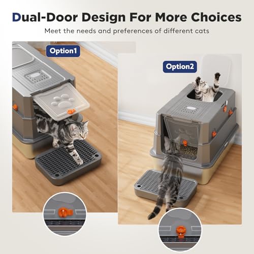 Stainless Steel Litter Box with Lid (X-large / Grey)