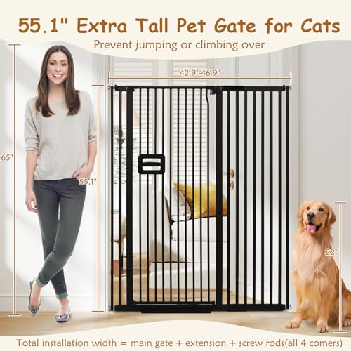 55'' Extra Tall Cat Gate (55" Tall x 42.9 - 46.9" Wide)
