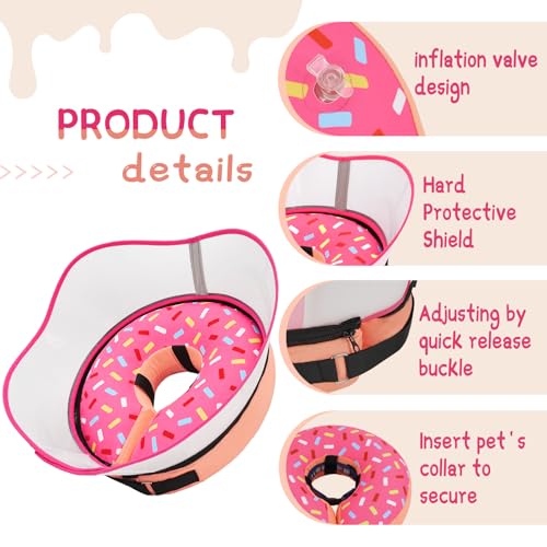 Raised Inflatable Dog Cone Collar to Stop Licking (Donut Pink / XXL(Neck 18.5"-23.5"))