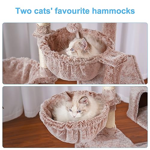 Cat Tree Tower with Large Bed (35.4 inch / Muchroom)