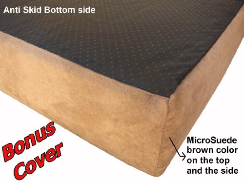 Premium Orthopedic Memory Foam Dog Bed for Large Dogs (55X37X4 Inch XXL / MicroSuede in Khaki)