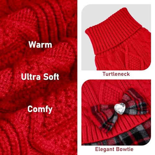 Dog Sweater Dress for Medium Large Dogs Turtleneck Thick Knit (XX-Large (40-70lbs) / 03# Red)