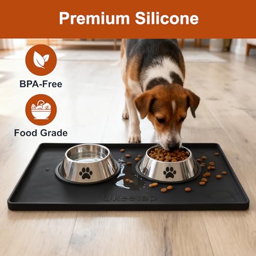 19" x 12" Extra Thick Silicone Mat Waterproof with Raised Edge (Black / 19"L x 12"W)