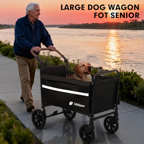 Foldable Dog Wagon for Medium & Large Dogs (Black)