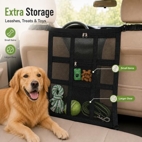 Car Dog Barrier with Storage Pocket