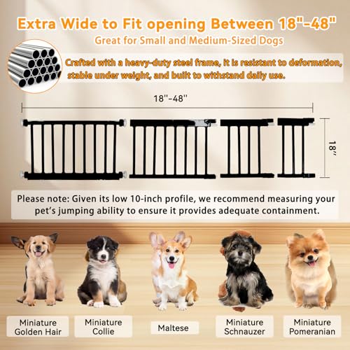 Dog Gate for Small Dogs (18-48"w*18"h / Black)