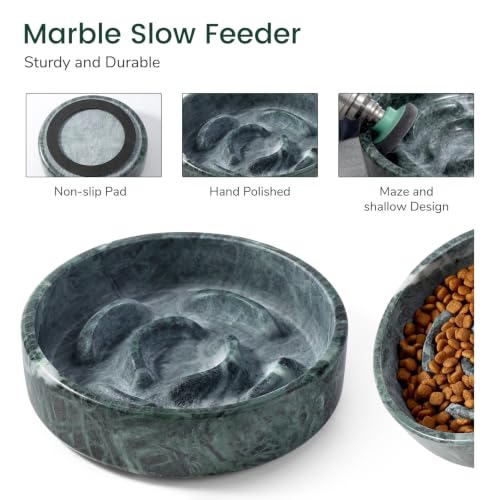 Marble Slow Feeder Dog Bowl (Verde Alpi)