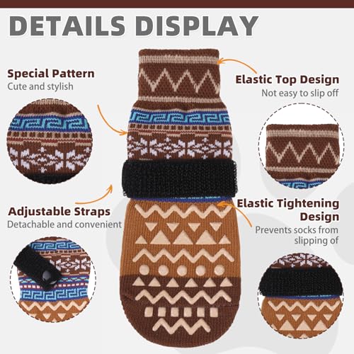 Dog Socks Shoes for Hot Pavement (Brown / X-Large(4 Pack))