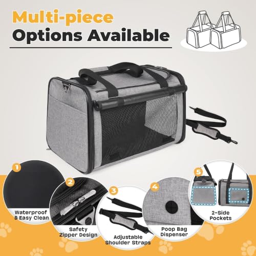25lbs Cat Carrier Lightproof Soft Sided Pet Carrier for Large Cat (17.5"L x 11.0"W x 11.0"H / Grey)