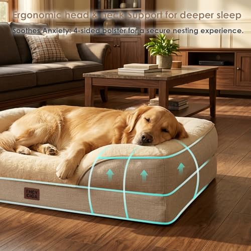Orthopedic XL Dog Bed for Large Dog (Beige / 42x30x7.5)