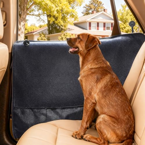 Dog Car Door Protector丨2 Pack Extra Big & Thick Anti Pet Scratching Waterproof Vehicle Door Covers Guard Truck Interior Panel Safe SUV Universal 600D Black (31.1"x25.2" / Curved)