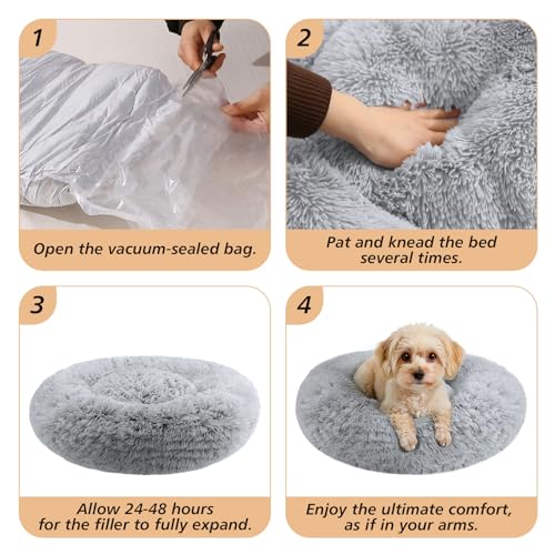 Calming Dog Bed for Small Dogs (01 - Smoke Grey / 23.0"L x 23.0"W x 8.0"Th)