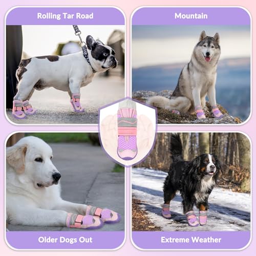 Dog Shoes for Large Small Medium Dogs (Pink / #0 (Width 1.3 inch) for 4-12 lbs)