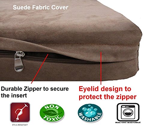 Orthopedic Dog Bed with Gel Memory Foam for Medium Large Pet (Large 41" Length X 27" Width / Microsuede in Brown)