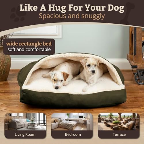 Rectangle Cozy Cave Dog Bed (Olive / Large)