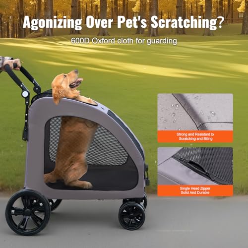 Pet Stroller 4 Wheels Dog Carrier with Brakes