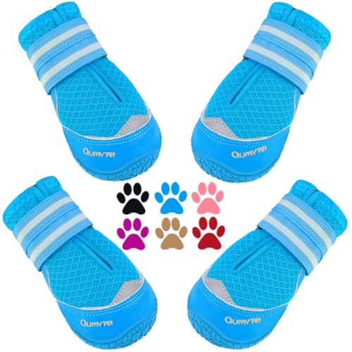 Dog Shoes for Large Medium Dog Boots & Paw Protectors for Hot Pavement (Blue / Size 5: 2.4''x2.8''(W*L) for 40-55 lbs)